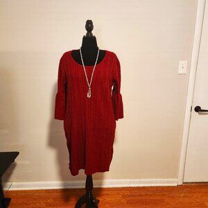 Jessica London Cable Knit Sweater Dress Plus Size 22/24 Burgundy